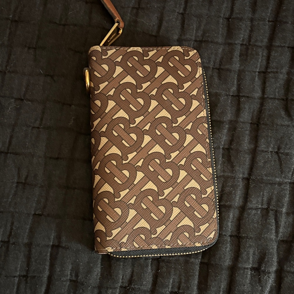 Burberry Brown Monogram Zip Wallet